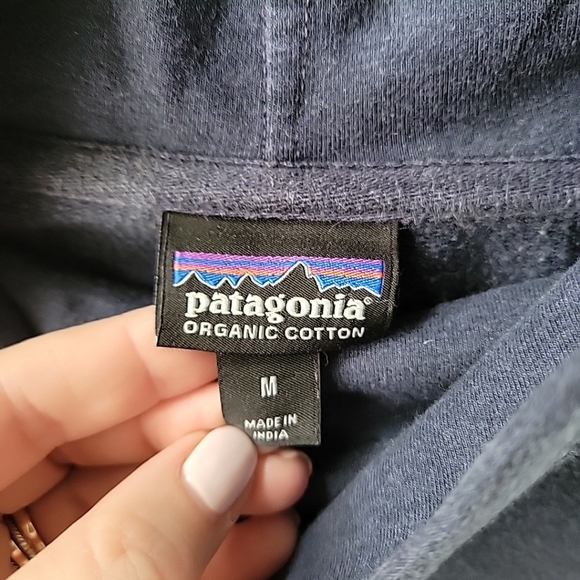 Patagonia Ahnya Womens Medium Cowl Neck Tunic Top Organic Cotton Blend NavyBlue - Picture 3 of 7